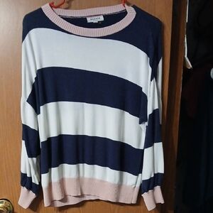 Andree Women's Striped Sweater - Navy, White, and Pink